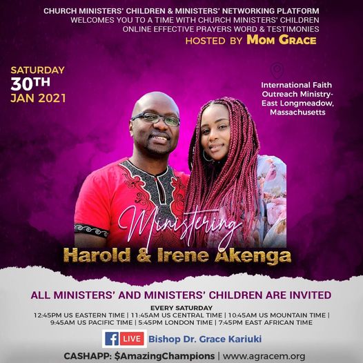 Weekly Telecast on 30th Jan 2021 : Guests – Harold and Irene Akenga