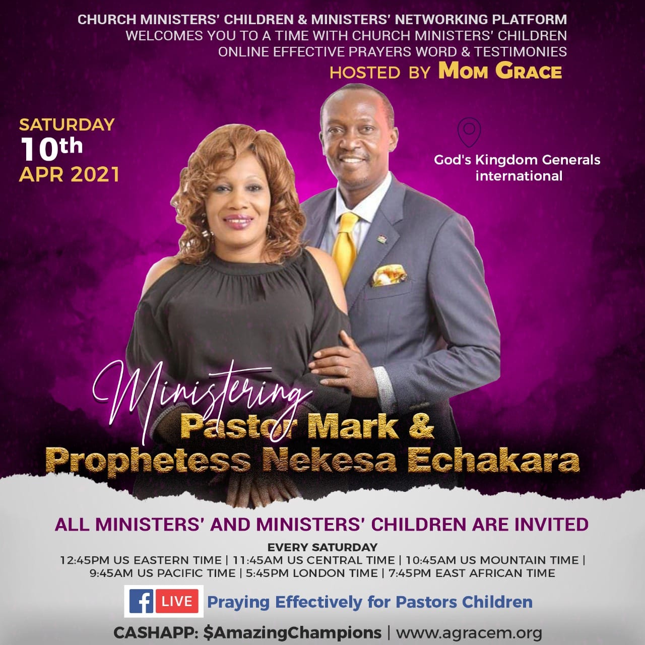 Weekly Telecast on 10th April 2021 : Guests – Pastor Mark & Prophetess Nekesa Echakara