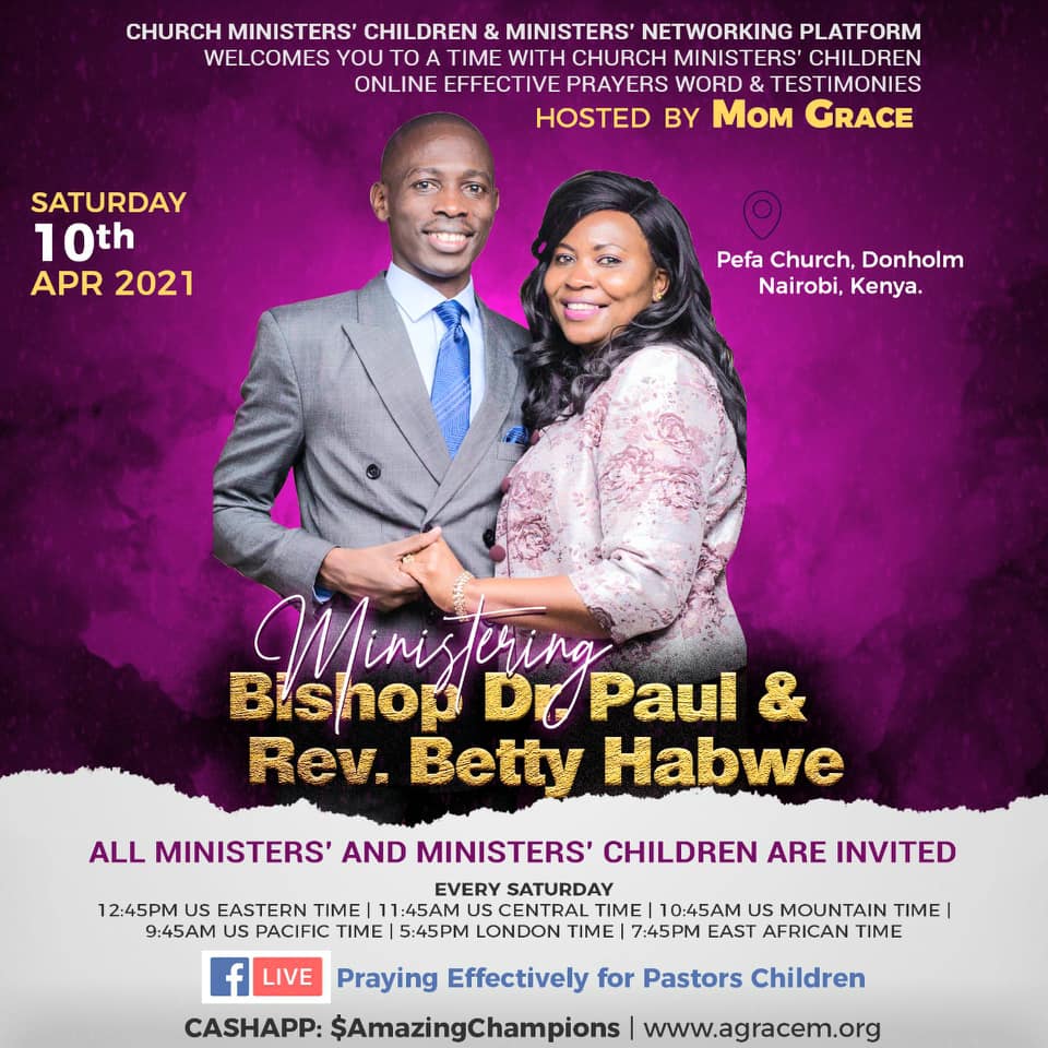 Weekly Telecast on 10th April 2021 : Guests – Bishop Dr. Paul & Rev Betty Habwe
