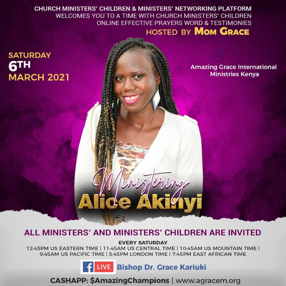Weekly Telecast on 6th March 2021 : Guest – Alice Akinyi
