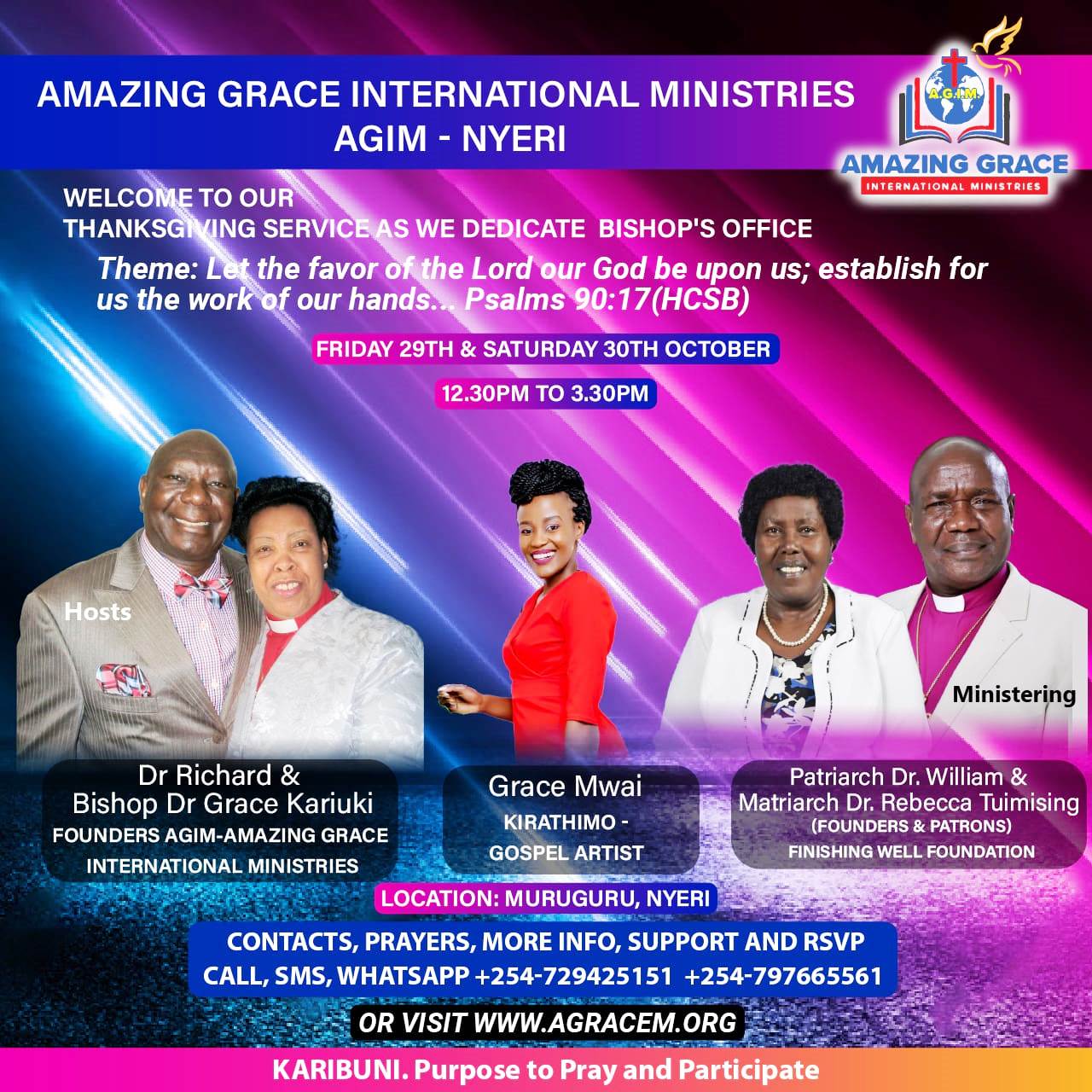 Weekly Telecast on 29th and 30th October 2021 : Guests – Patriarch Dr William and Matriarch Dr. Rebecca Tuimising