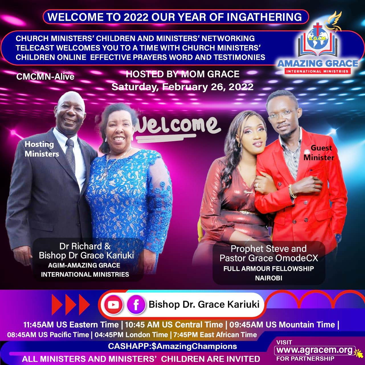 Weekly Telecast on 26th February 2022 : Guests – Prophet Steve na Pastor Grace OmodeCX